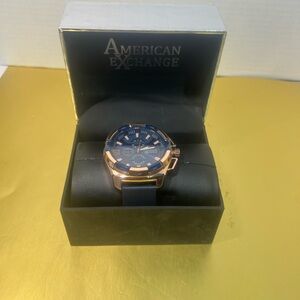 American Exchange Navy and Rose Gold Men's Watch